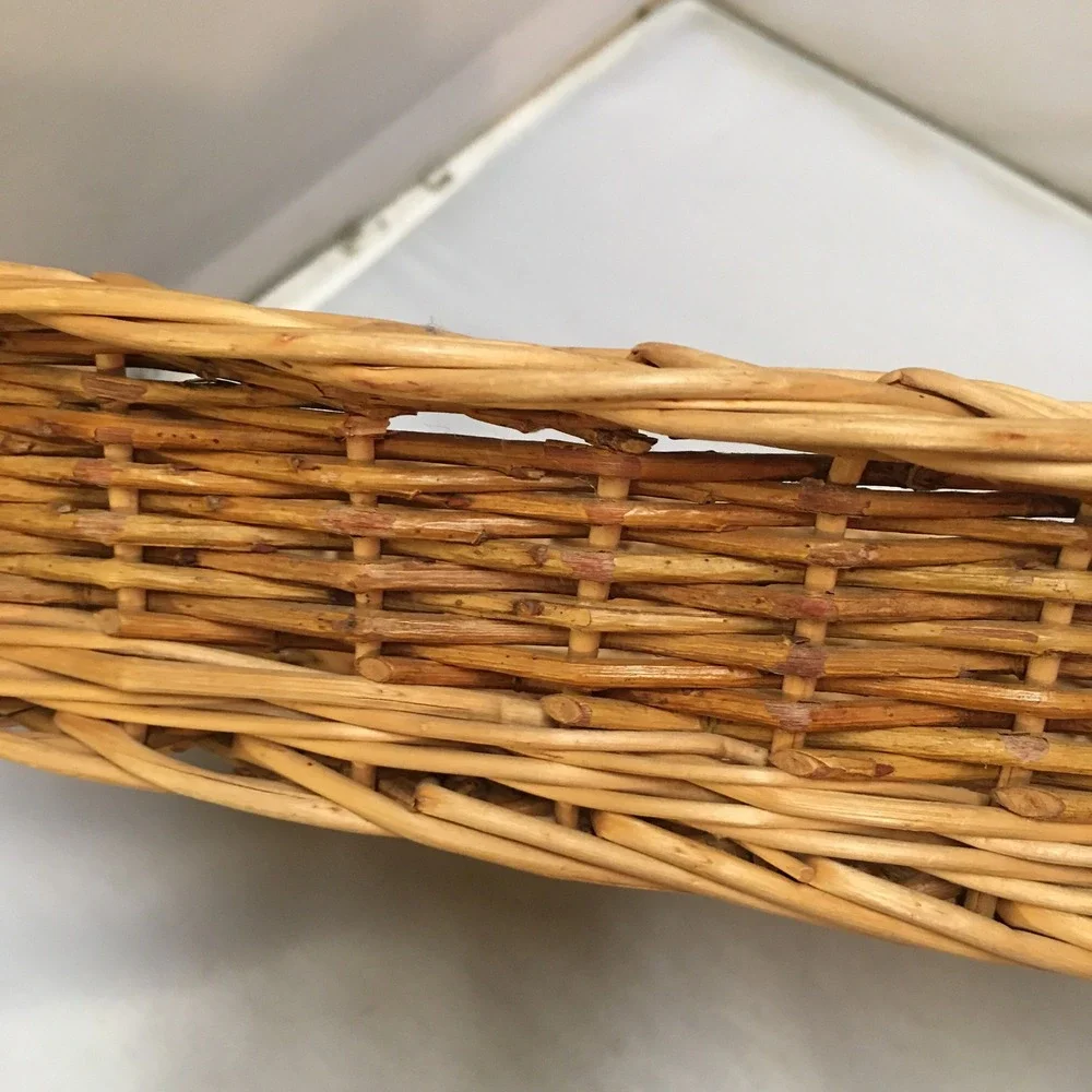 Wicker Basket Unisex Medium Brown Oval Woven Willow Storage Tray Cottagecore